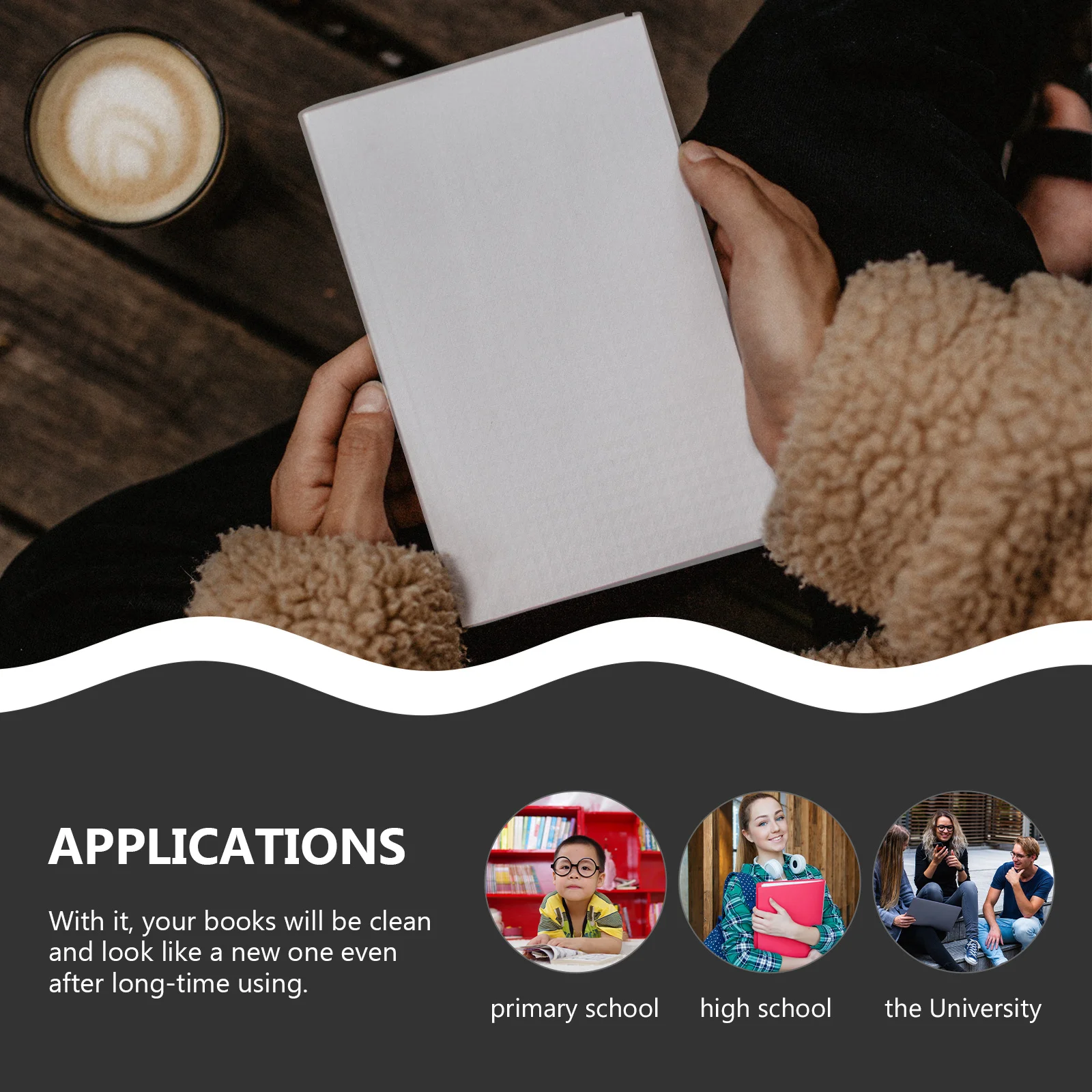 Copertine protettive per libri di testo trasparenti da 10 pezzi Copertine protettive per libri di testo facili da usare