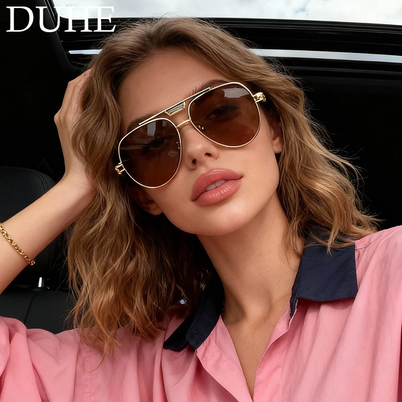 

Классические мужские солнцезащитные очки в квадратной оправе с двойным мостом, модные женские солнцезащитные очки в пилотном стиле, роскошные солнцезащитные очки на открытом воздухе в стиле ретро