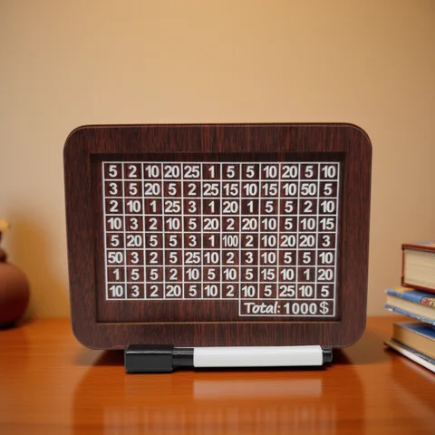 Wooden Piggy Bank  Reusable Handmade Money Box, Piggy Bank with Saving Goal and Numbers To Check for Helps The Habit of Saving