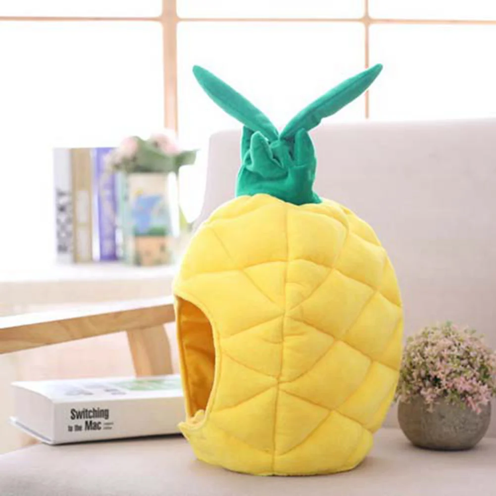 Funny Carnival Cartoon Headwear Short-pile Velour Pineapple Tropical Style Pineapple Hat Photo Props for Costume Parties Dress U