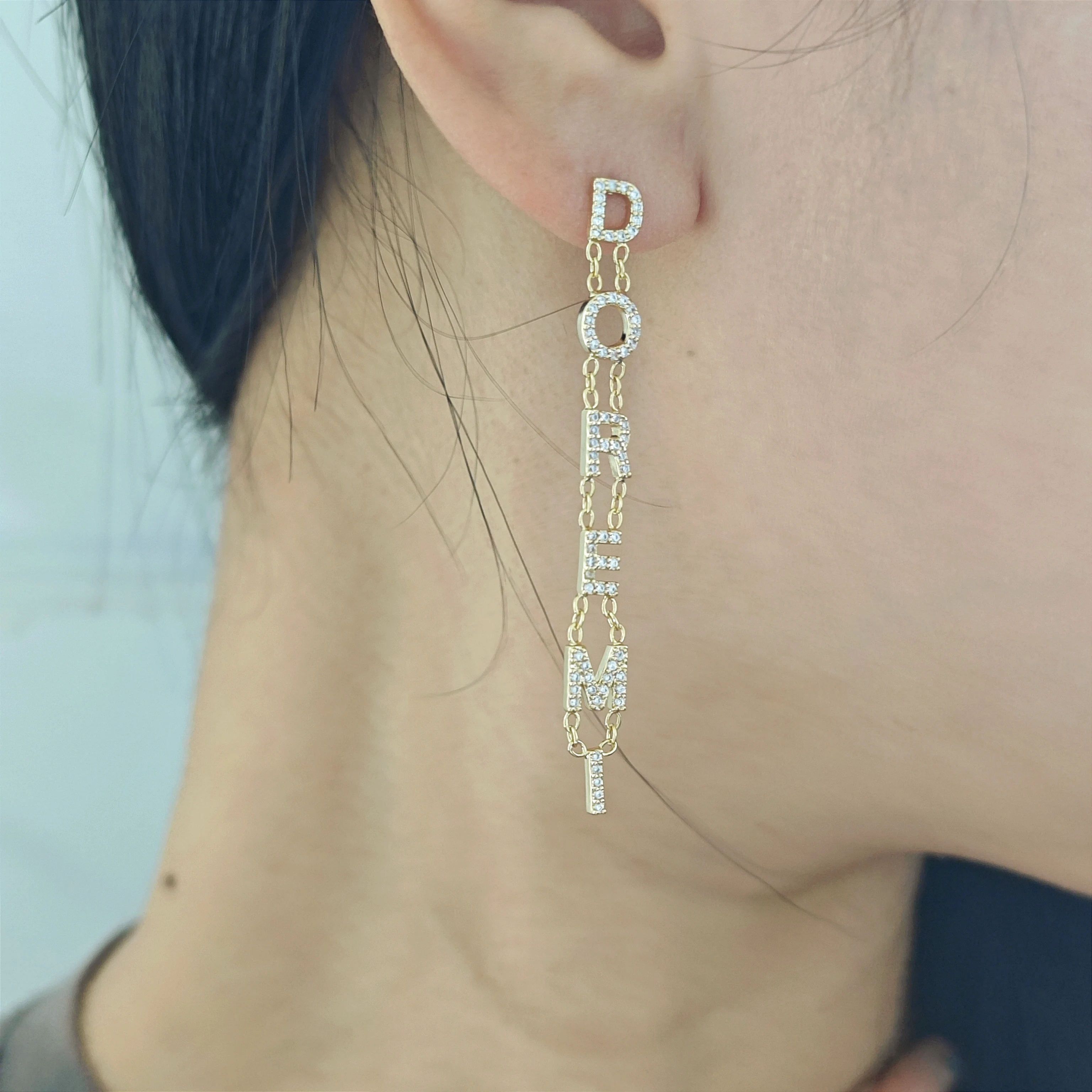 Lateefah Soldering Alphabet Tassel Earrings Customized Name Personalized Earrings Jewelry