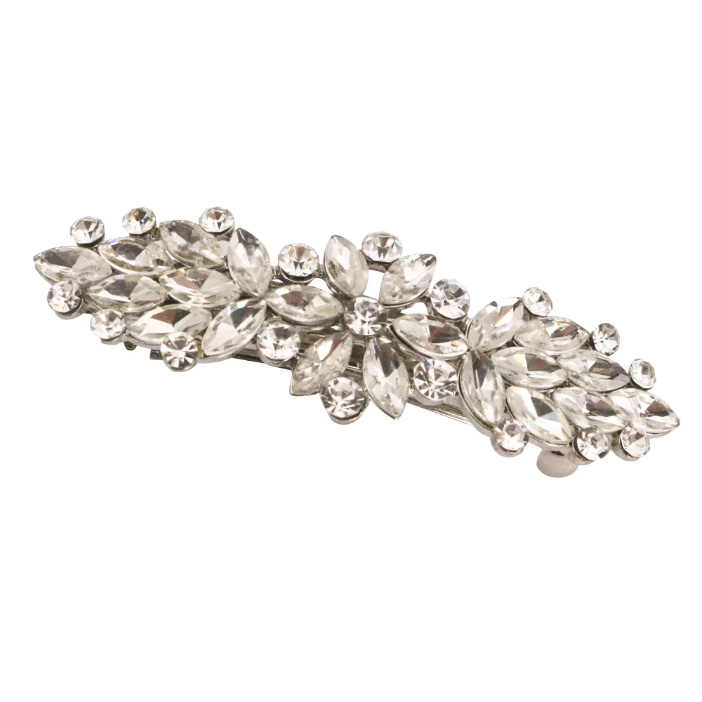 Rhinestone Pearl Hair Clip Crystal Flower Elegant Women Vintage Hairpin Barrette Headdress Durable Flexible Hair Accessories