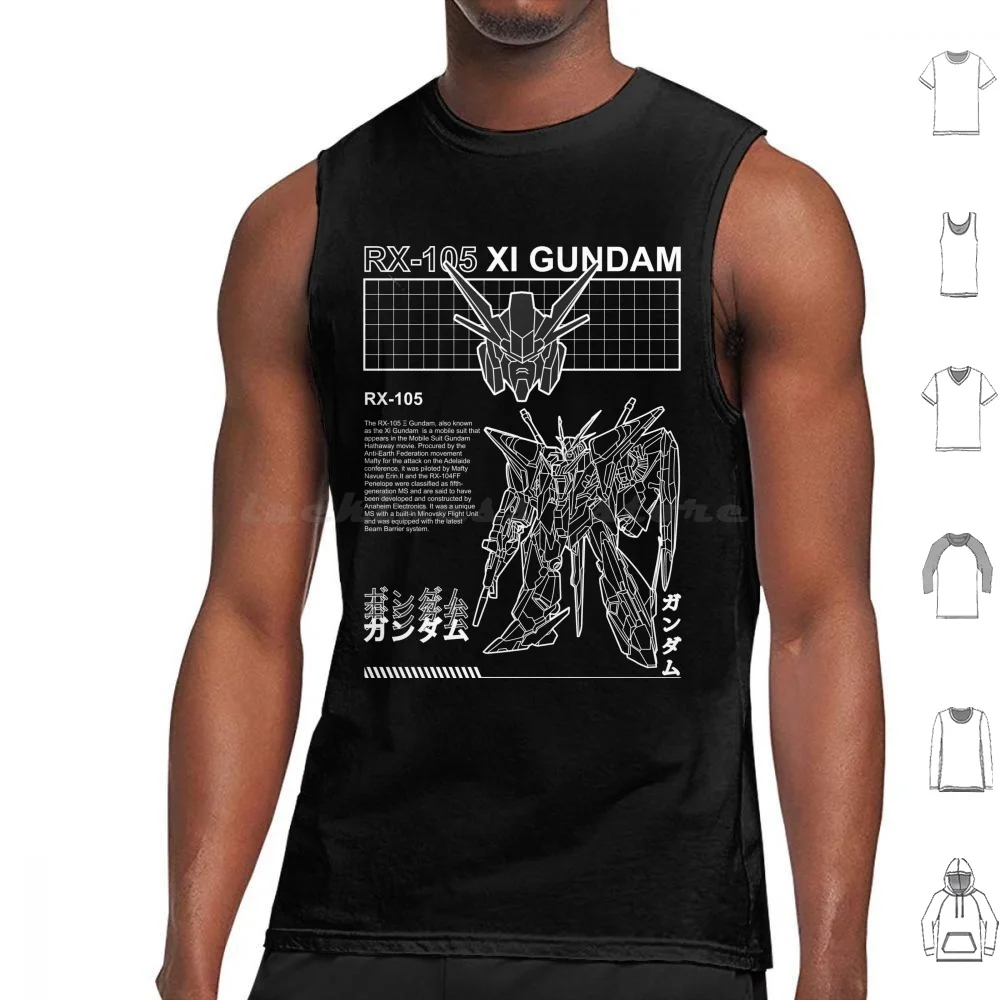 Rx 105 Xi Black White Streetwear Shirt Tank Tops Vest Sleeveless Rx 105 Xi Rx 105 Xi Black Streetwear Mobile Suit Modern Case