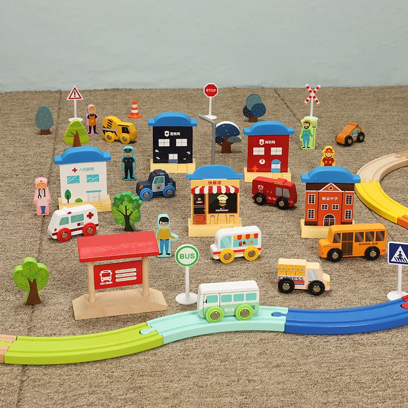 Diy Wooden Train Track Set Compatible With All Major Brands Of Railway Toys Road Accessories Assembled Toys For Kids Gifts PD57