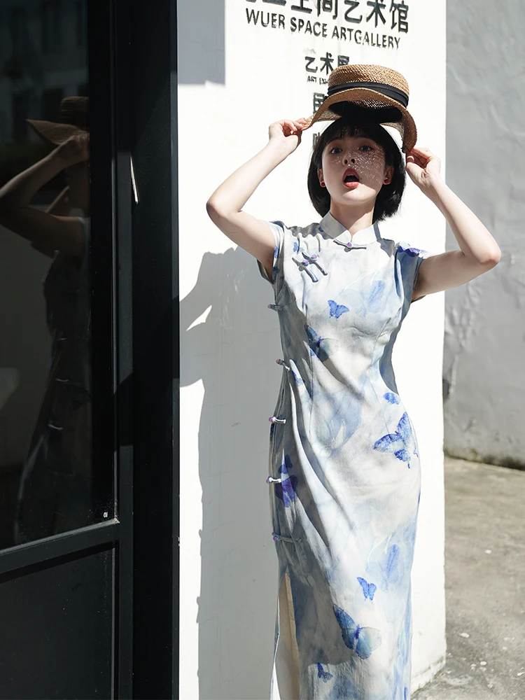 

Young Sle Summer Thin Traditional Chinese Dr Suitable for Office Wear Revised Version Daily Retro Low Slit o...