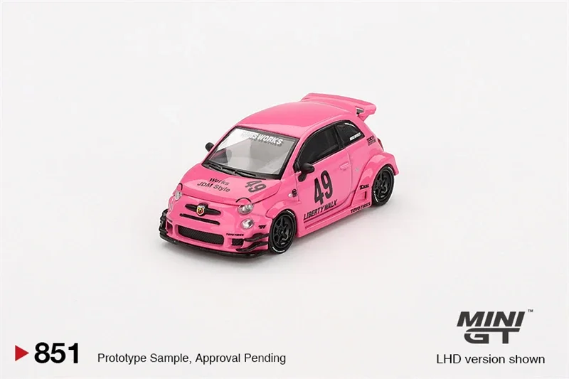 MINI GT 1:64 ABARTH 595 LB-WORKS x Abas Works Pink LHD Diecast Model Car