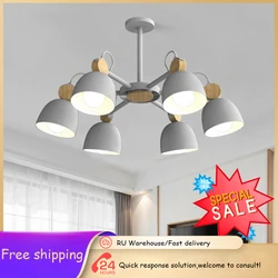 Nordic log ceiling chandelier bedroom living room ceiling light kitchen LED chandelier hotel ceiling lamp apartment lighting