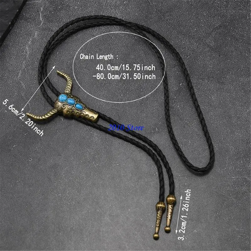 ربطة عنق بولو F3MF للجنسين على طراز Herdsman مع قلادة معدنية متينة وحزام بولي يوريثان مرن #6