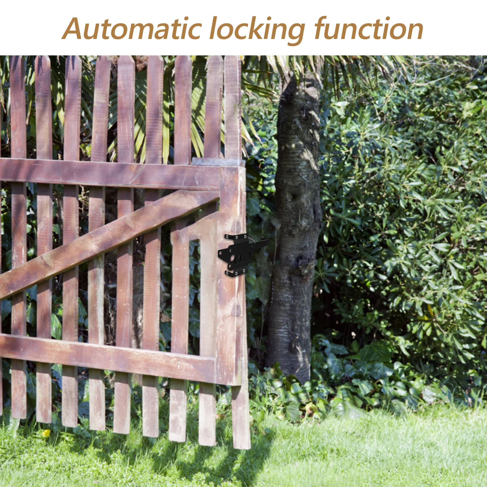 

Heavy Duty Gate Lock Automatic Self-Locking Latch for Wooden Metal Gates Easy Install Secure Gravity Design Gate Latch
