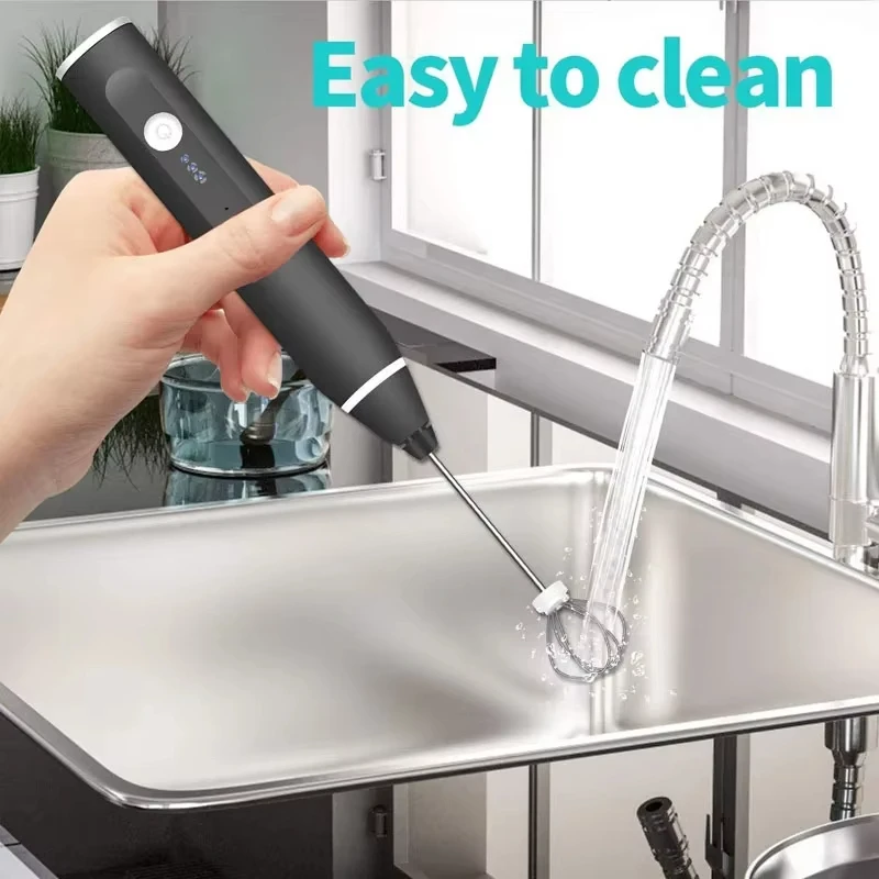1PCS electric milk frother, handheld egg beater, USB rechargeable 3-speed blender, coffee beverage frother, food mixer