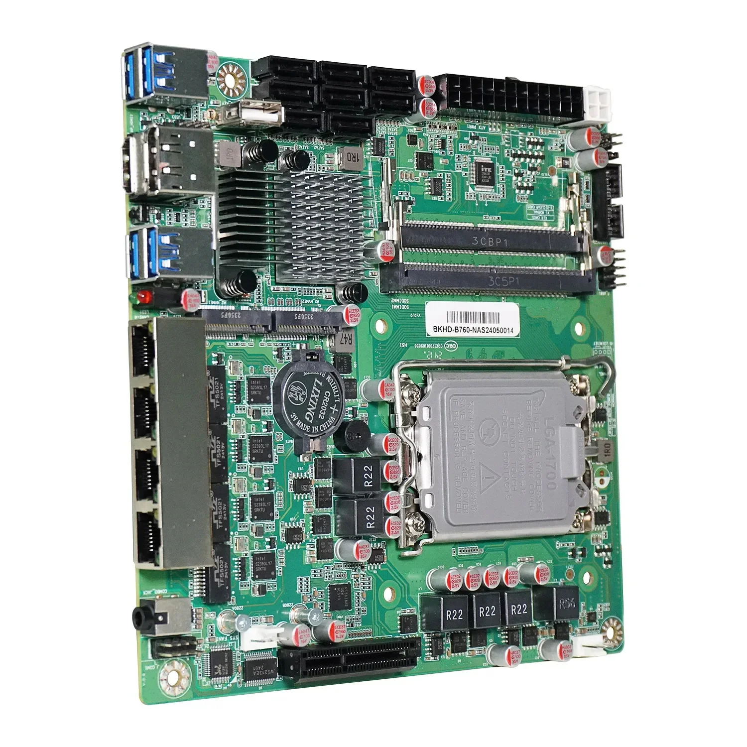 Carte mère B760 8 baies NAS, Intel 12-14th, Isabel LIncome 1700, 8 * SATA, 2 * NVMe, 4*2.5G, 1 * PCIEX4, 2 * DDR5, routeur pare-feu, carte mère 17x17