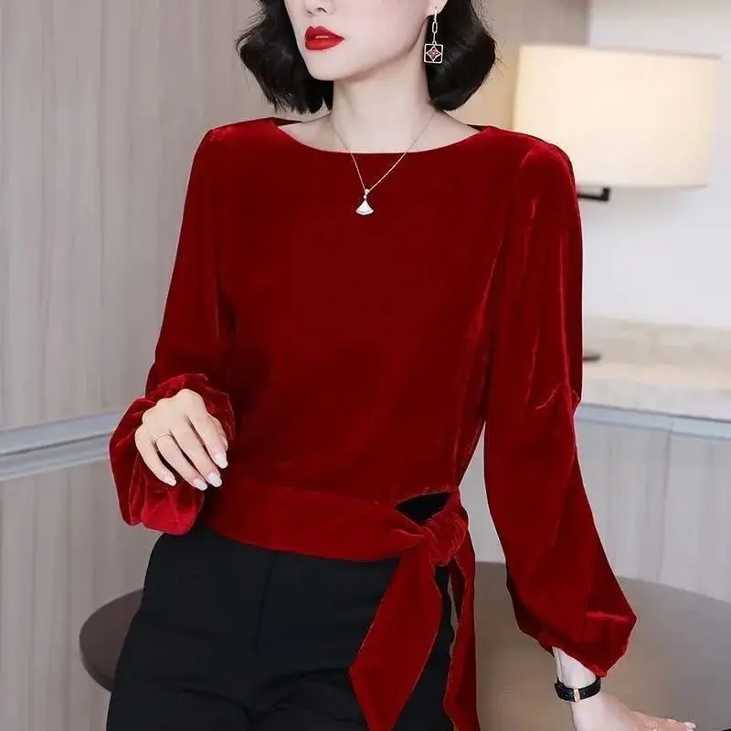 Elegant Fashion Harajuku Slim Fit All Match Tshirts Patchwork O Neck Solid Long Sleeve Tops Women Loose Casual Female Clothes