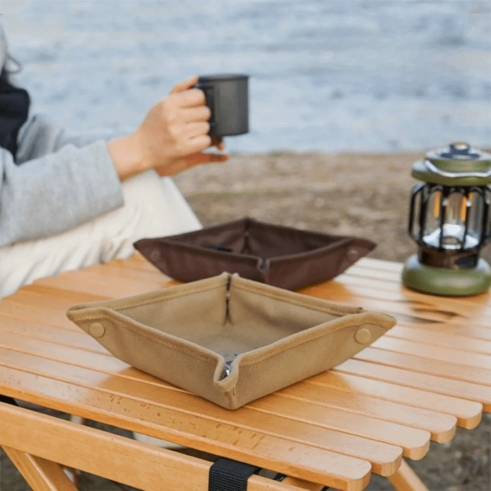 Compact Design Camping Organizer Tray Portable Folding Square Shape Camping Storage Tray Stacked Design Folding Storage Tray