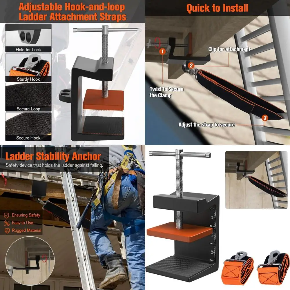 

Ladder Stability Anchor, Ultimate Ladder Safety Kit, Ladder Guard Fall Protection Anchor, Anti-Slip Ladders Anchor Clamp Roof wi
