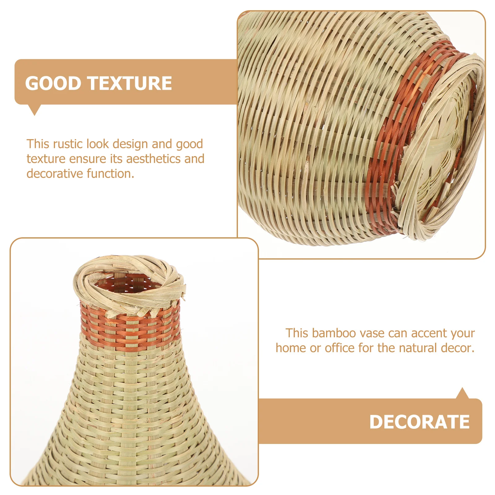 

Tall Bamboo Woven Vase Exquisite Handwoven Straw Flower Holder for Rustic Home Decoration Woven Vase Dried Flower Holder