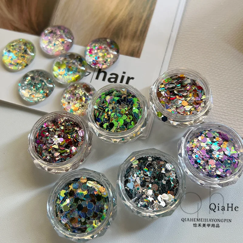 

Holographic Nail Glitter Butterfly Star Round Heart Flake Mirror Sequins gradiente Mermaid Ultra Thin Slice Decoration