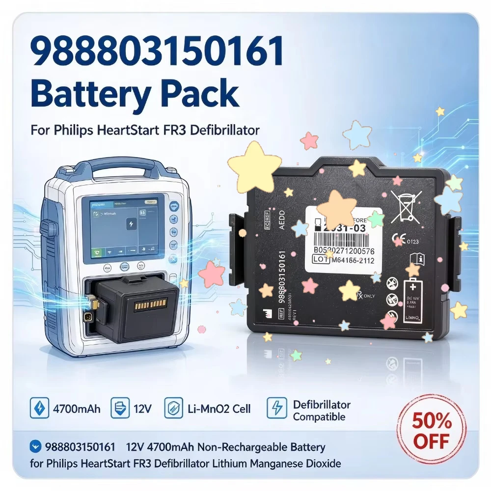989803150161 12V 4700mAh Non-Rechargeable Battery for Philips HeartStart FR3 Defibrillator Lithium Manganese Dioxide Battery