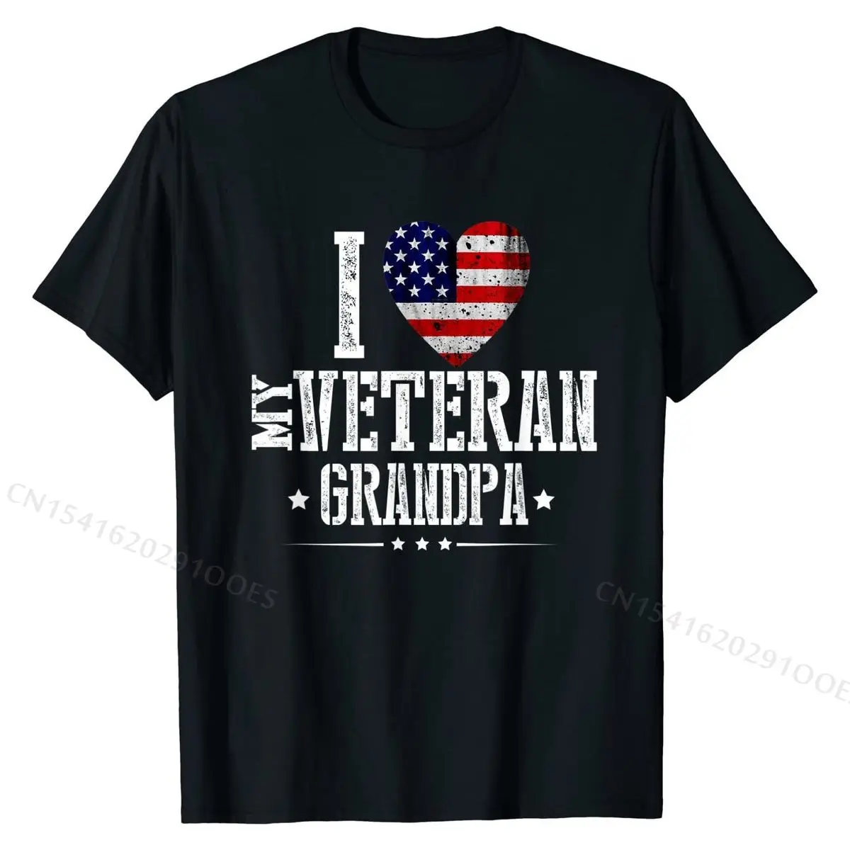 I Love My Veteran Grandpa Vintage Veteran's Day Gift T-Shirt Fashionable Tshirts for Students Cotton Tops & Tees  Classic