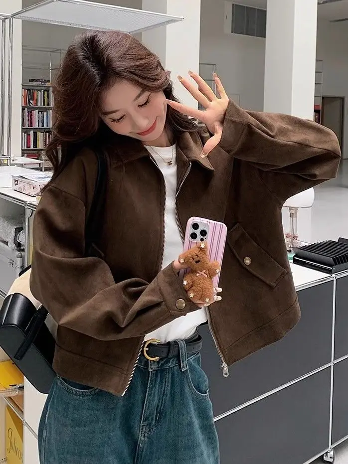 

Женские куртки Элегантные леопардовые эмо-эстетические комфортные грубые красочные уютные прочные пышные металлические пряжки в клетку Яркая шерсть Яркая