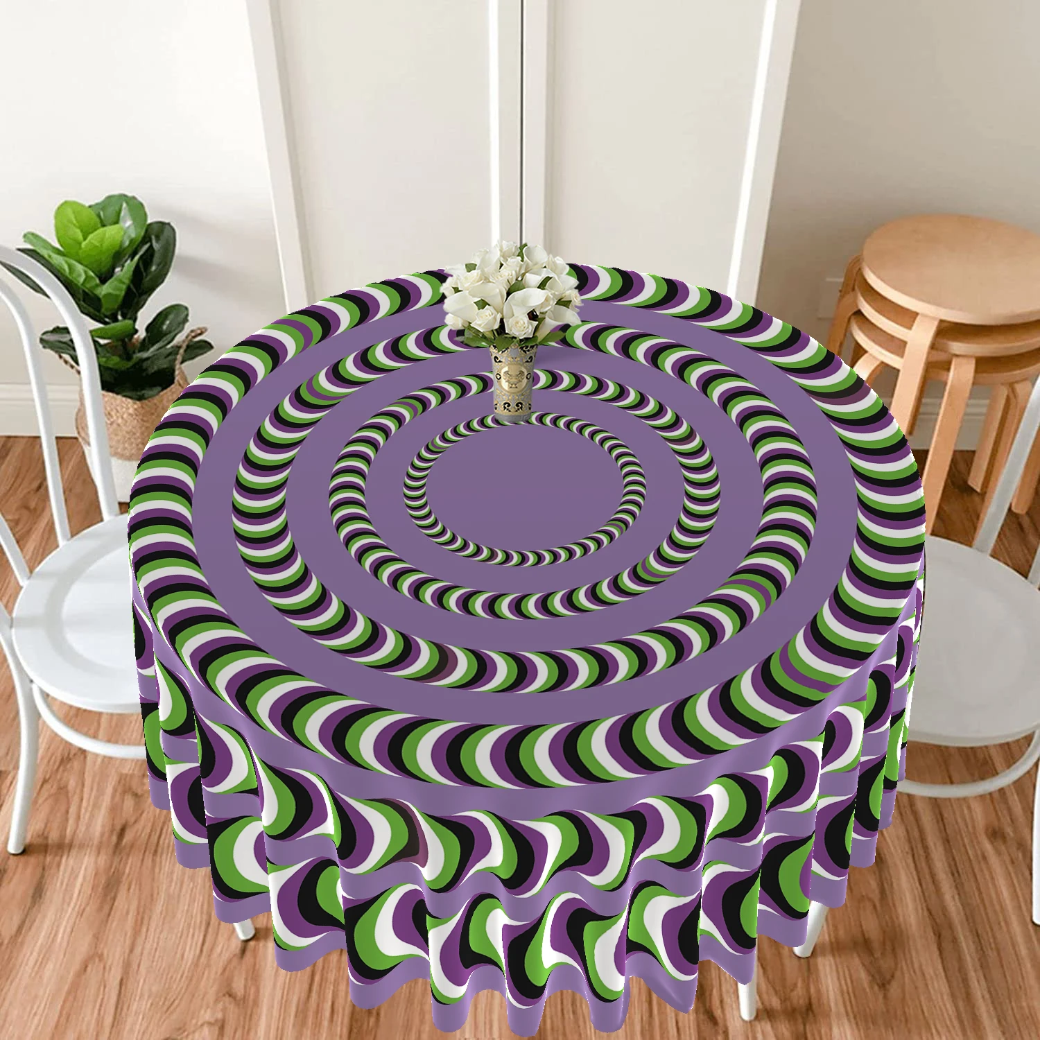 1 piece of Yin Yang Tai Chi Circular Tablecloth Waterproof Color Terrace Dining Table Cover Bohemia 63 inch Tablecloth