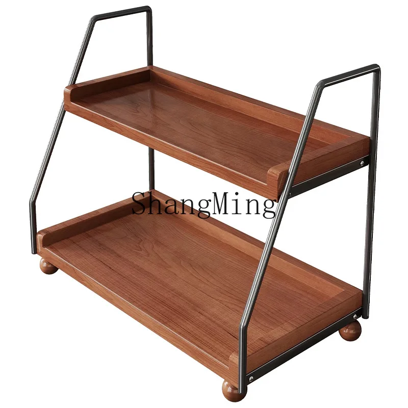 

DSA solid wood desktop rack dining table water cup multi-layer retro cup storage artifact kitchen seasoning jar