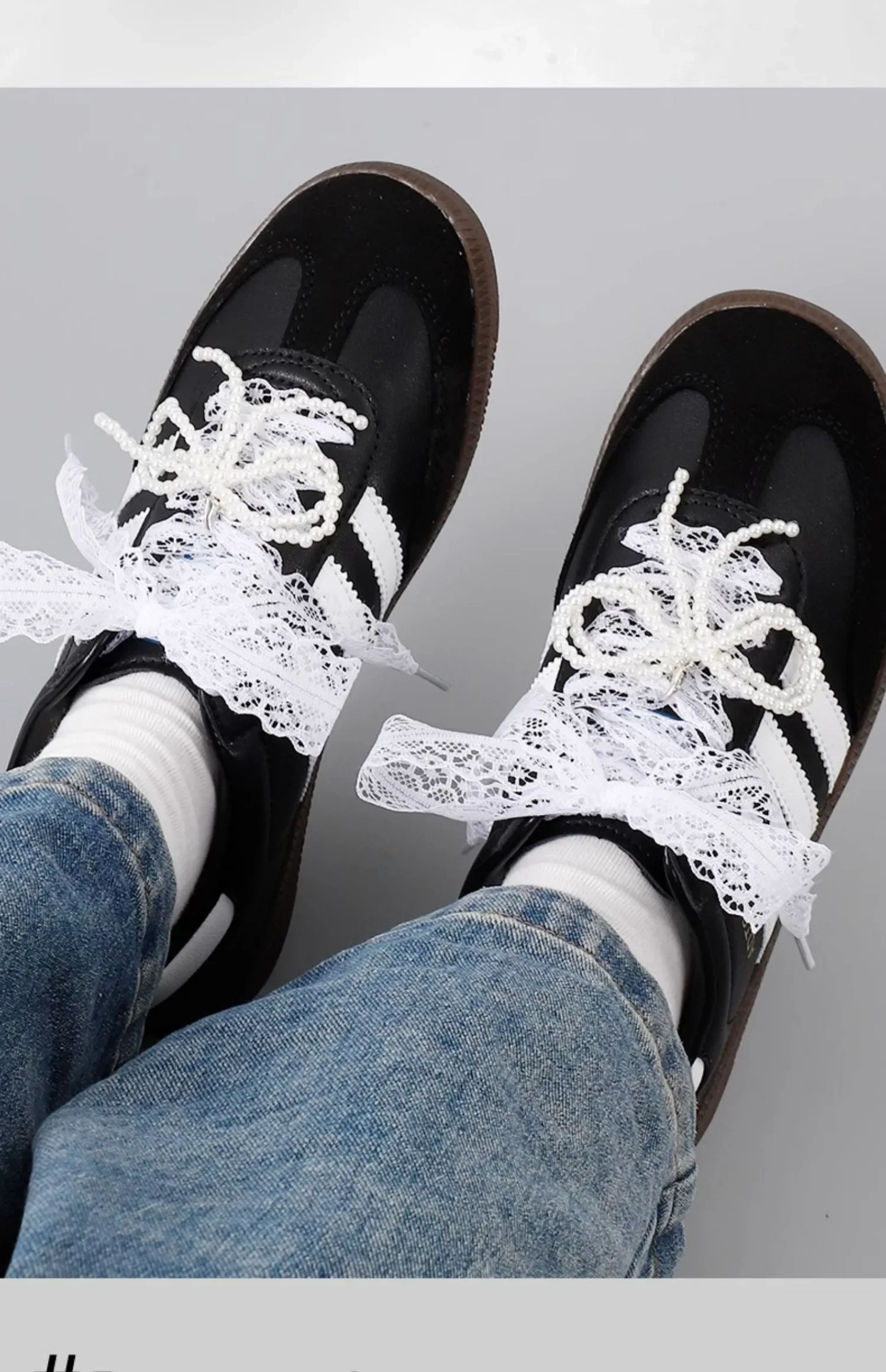 Fancy Lace 2.9CM Width Flat Shoelace for Sneakers Shoelaces for Women Casual Shoes Black White Shoe Laces Accessorices