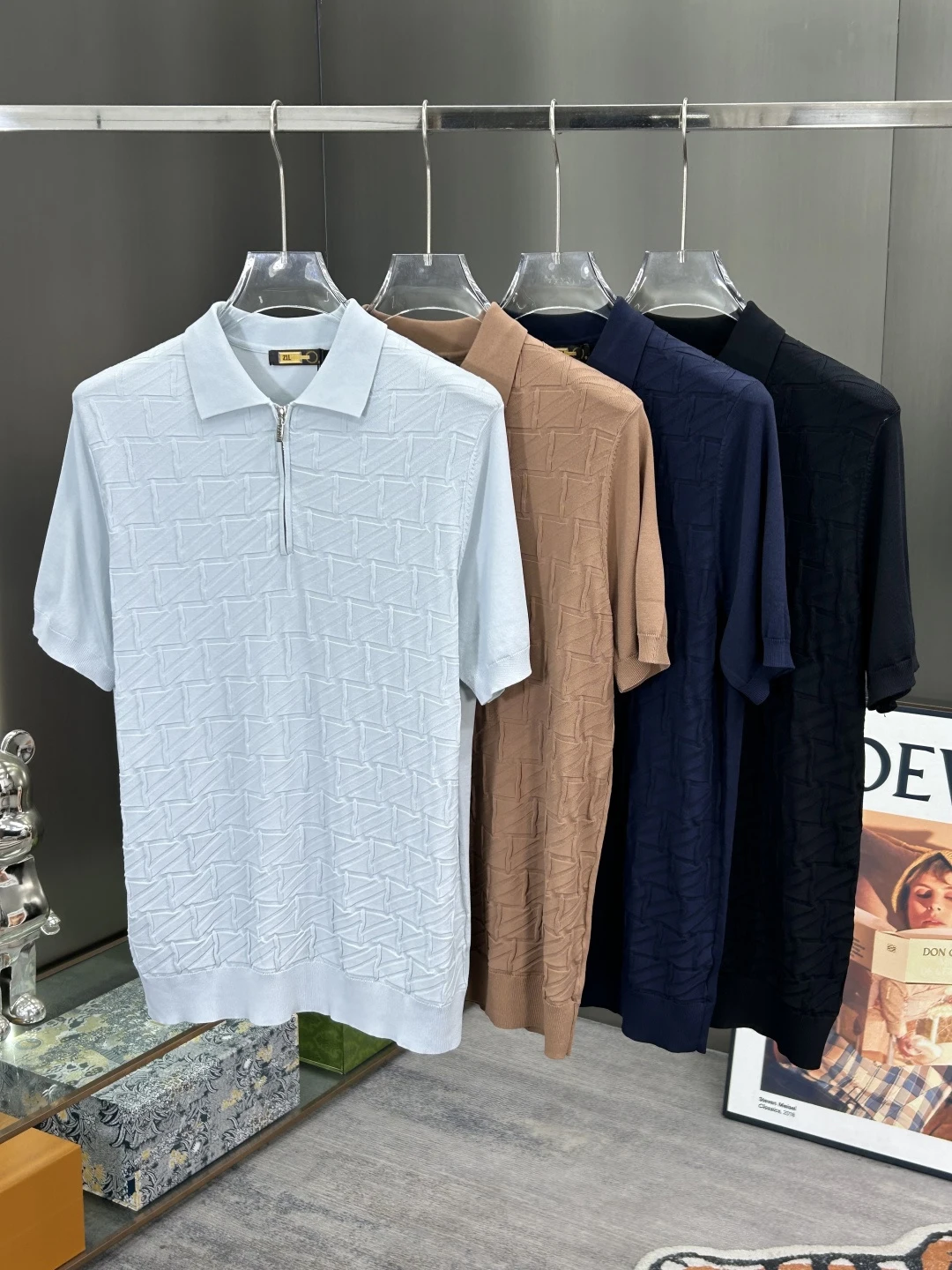 BLLIYOSS 2026 SS stand collar T-Shirt Men High-quality ventilate Casual half Sleeve Solid color versatile Old Money  size M-3XL