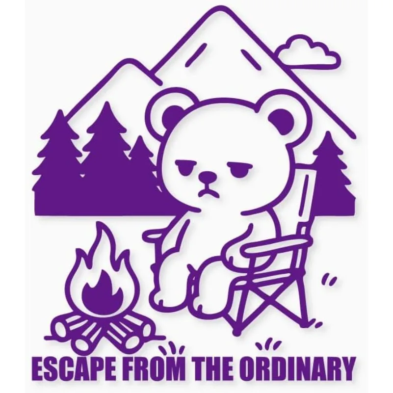 Camping Bear Bonfire Cut UV Transfer Sticker 