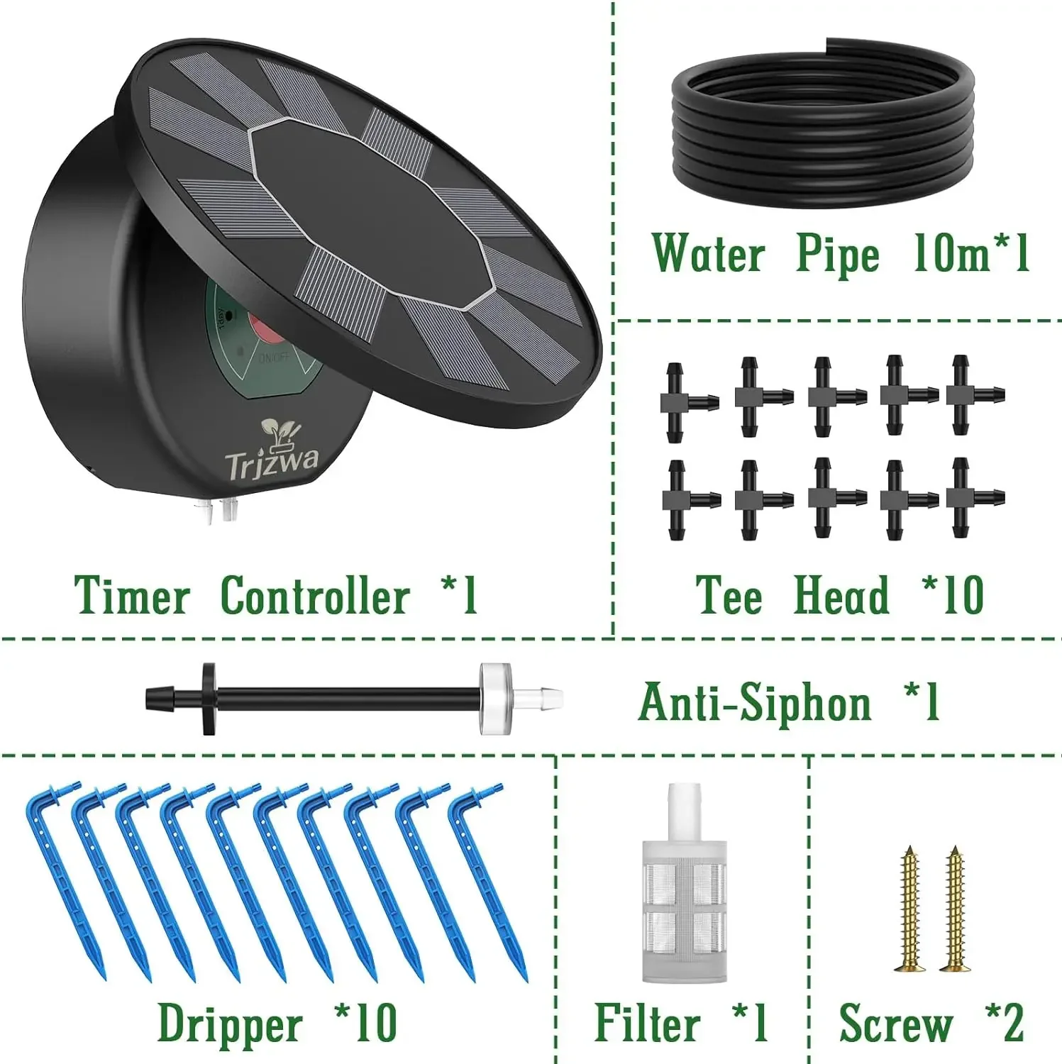 AISITIN Automatisches Solar-Tropfbewässerungssystem-Set, Pflanzenwassermaschine mit Anti-Siphon für Garten, Outdoor, Innenbereich, Grünpflanzenwasser 3