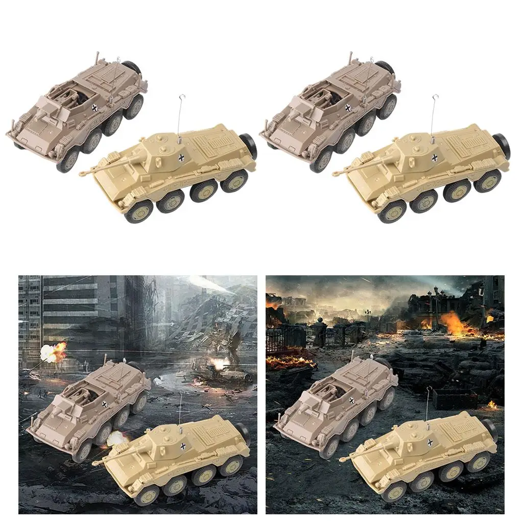 4pcs Plastic Simulated Armoured Reconnaissance Vehicle 4D Model Kit 1:72 Scale Vehicle Collectibles