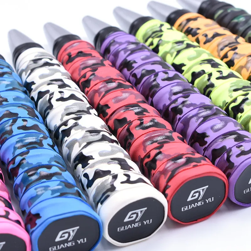 Printed Ribbed Overgrip Sweat Absorbing Non Slip Grip Tape for Badminton Tennis Racket Fishing Rod Handle Wrap Band Sports
