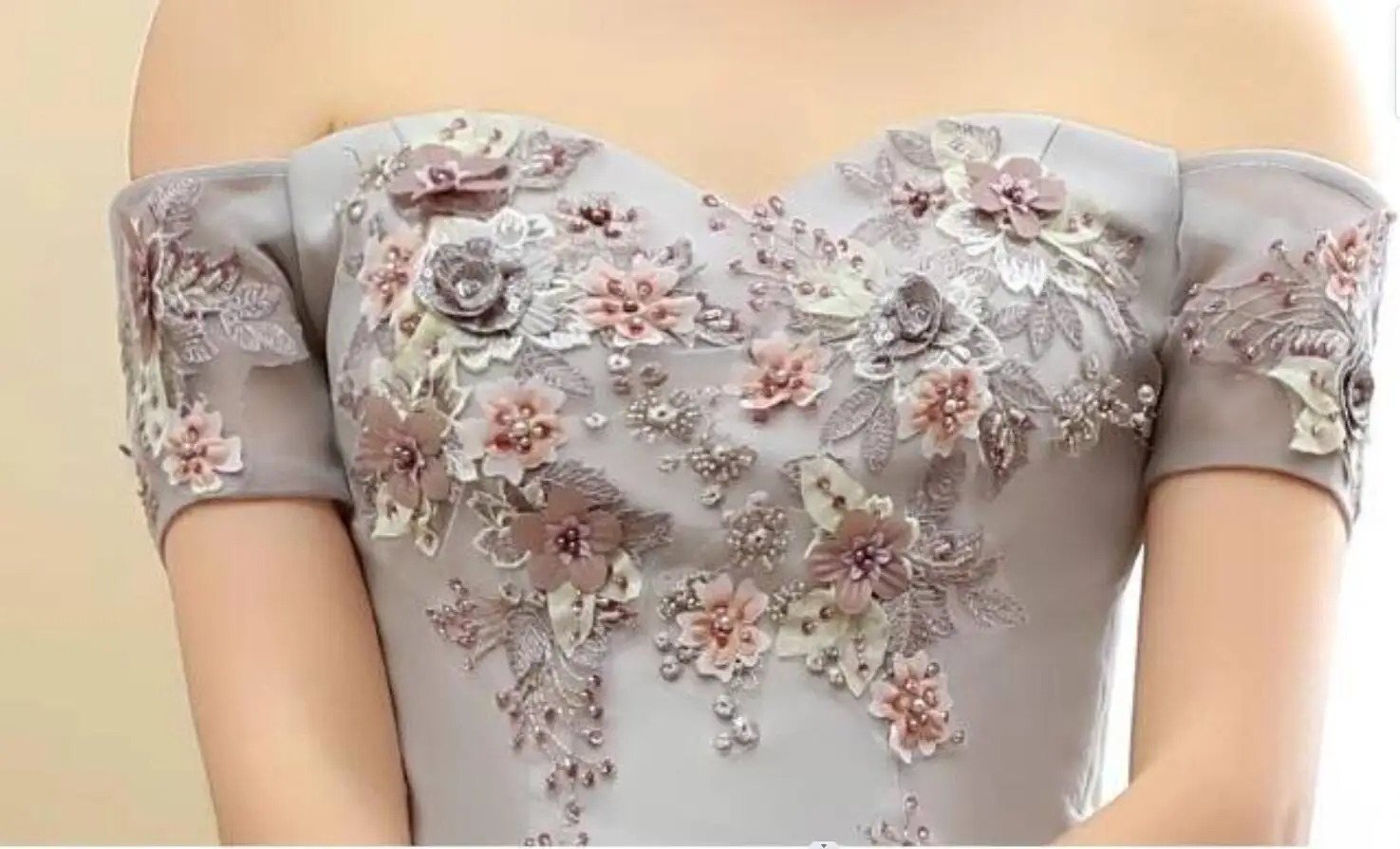 colorful Flowers Lace Applique Beads Off the Shoulder Quinceanera Dresses Silver Gray Tulle Skirt Prom Party Gown robes 15 Years