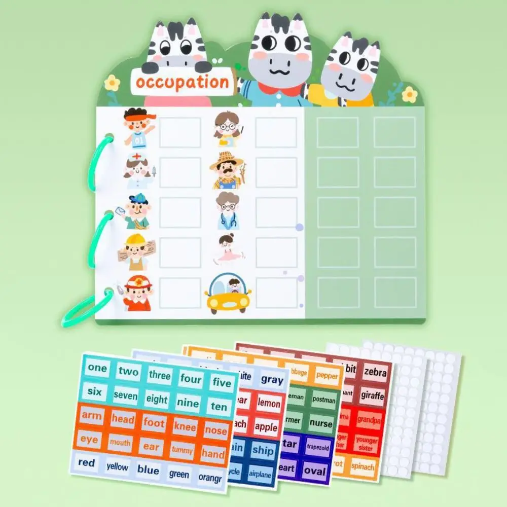 Wiederholtes Einfügen Montessori Quiet Busy Book Farbklassifizierungspapier DIY Paste Material Kit Cartoon DIY