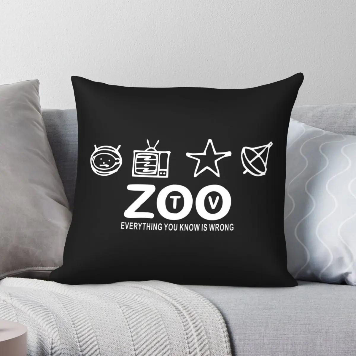 

Квадратная подушка U2 Zoo TV, искусственная подушка из полиэстера и льна с бархатным узором, Декоративная Подушка на молнии, разноцветная подушка для автомобиля, 18 дюймов