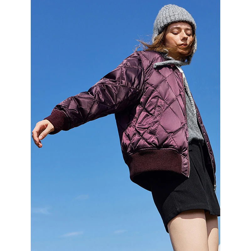 TOYOUTH Women Down Jacket 2024 Autumn Winter New American Style Motorcycle White Duck Down Baseball Jacket