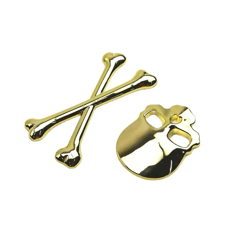 

Gold 3D Crossbones Skull Metal Logo Emblem Badge Decal Tank Sticker Car Truck CB