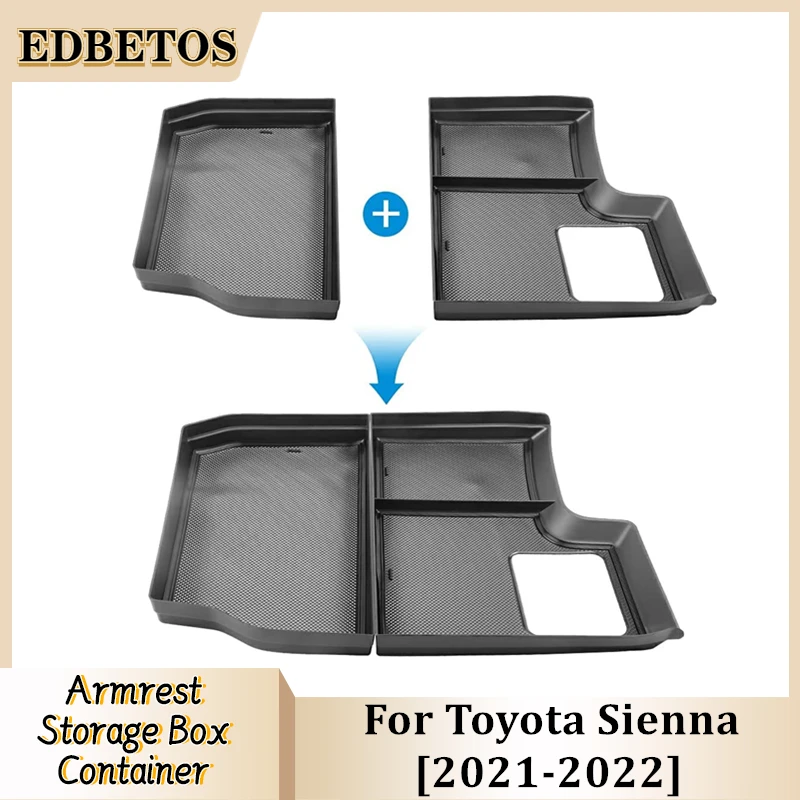 

2 PCS/set Car ABS Central Armrest Storage Box Container Holder Tray For Toyota Sienna 2021 2022 Accessories