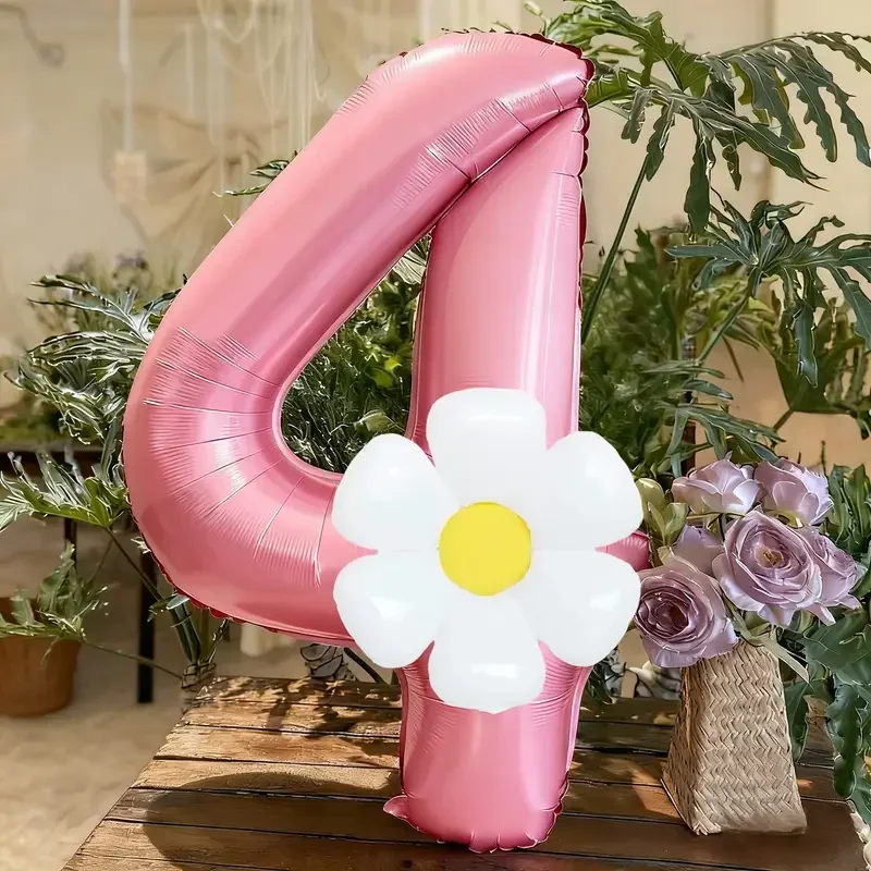 Weiße Gänseblümchen-Ballons Set Macaron Gelb/Rosa 40 Zoll Zahlenballon Geburtstagsfeier Jubiläumsdekoration Foto-Requisiten – Detail 15
