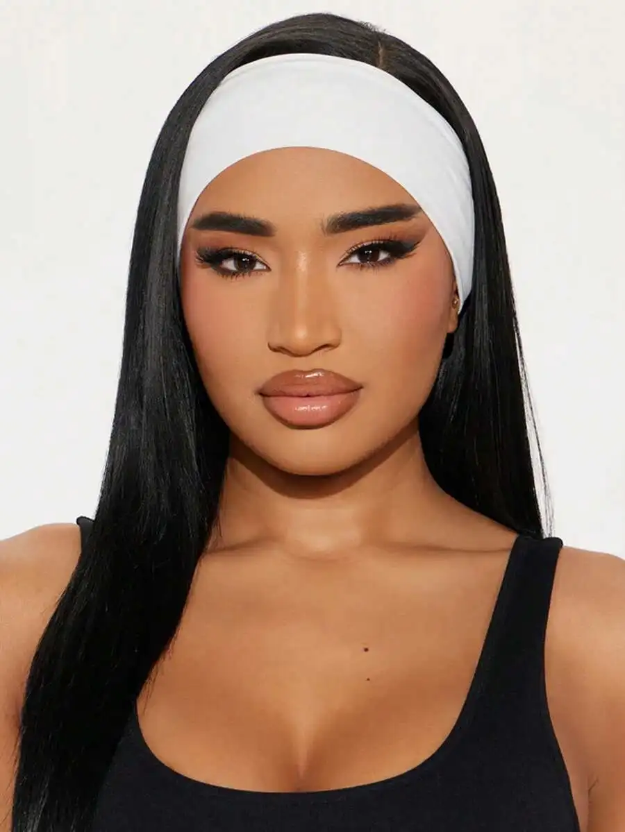 

White Sports Yoga Headband Soft Stretchy Hair Band For Women