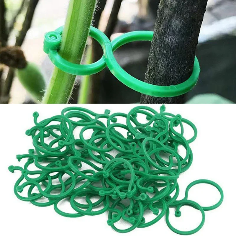 50/100Pcs Garden Vine Tying Clips Plant Vegetable Tomato Binding Fixing Clip 8 Word Buckle Gardening Plant Stand Tool Accessory