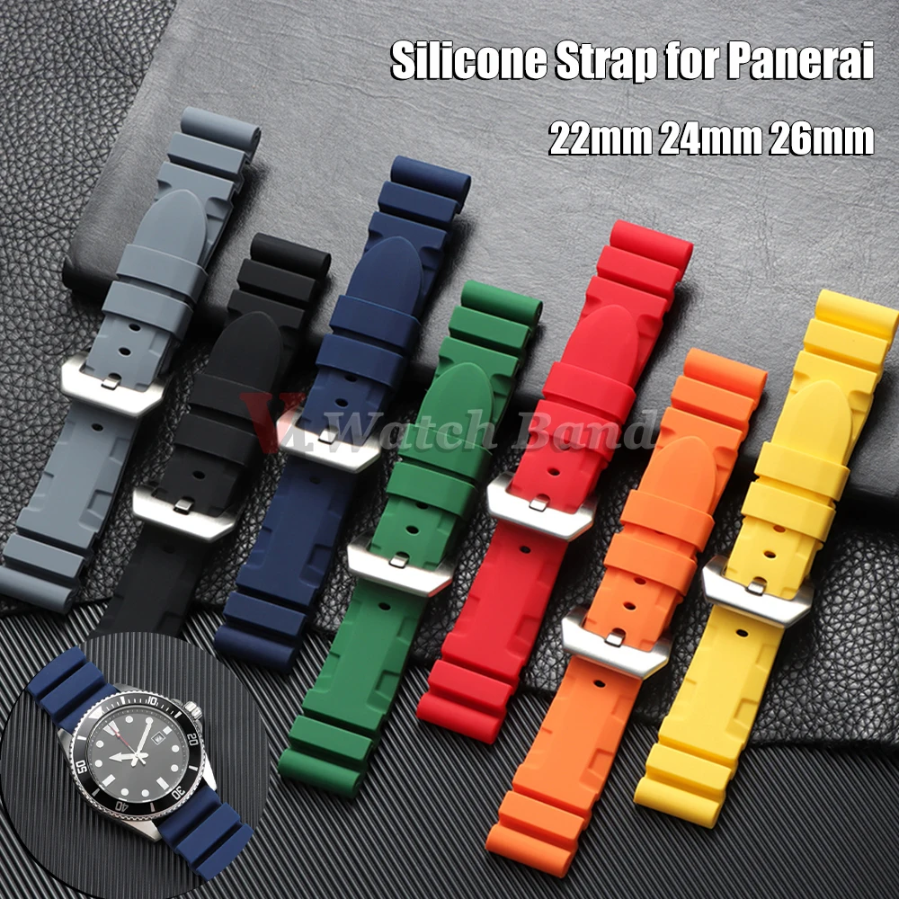 22mm 24mm 26mm Gummi-Uhrenarmband für Panerai Silikonarmband für SUBMERSIBLE PAM441/351/111 Uhrenband Armband Weiche Sportbänder