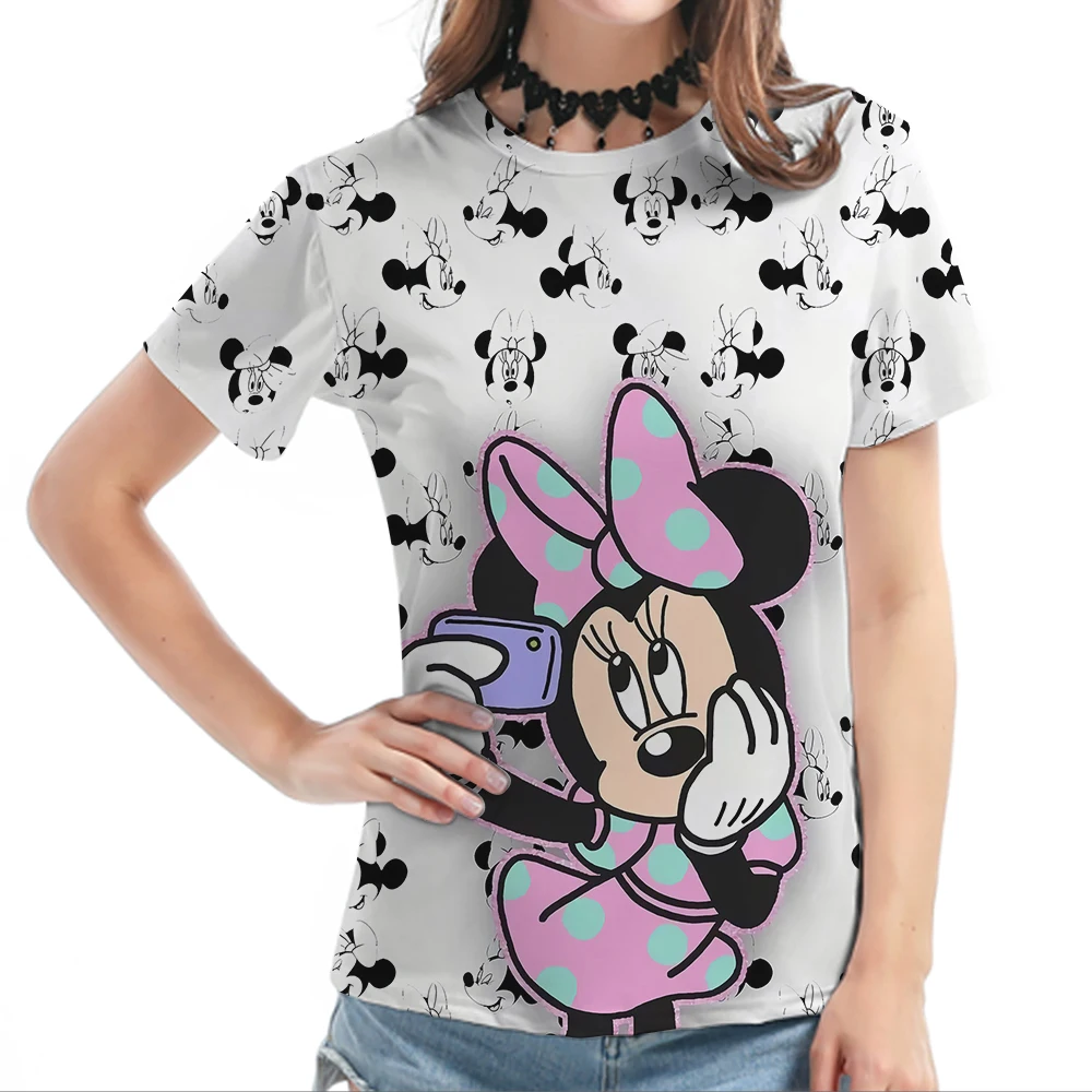 Disney Mickey Mouse Print Summer T Shirts for Women Oversize T-shirt O-Neck Clothes Casual Top Graphic T Shirts Short Sleeve