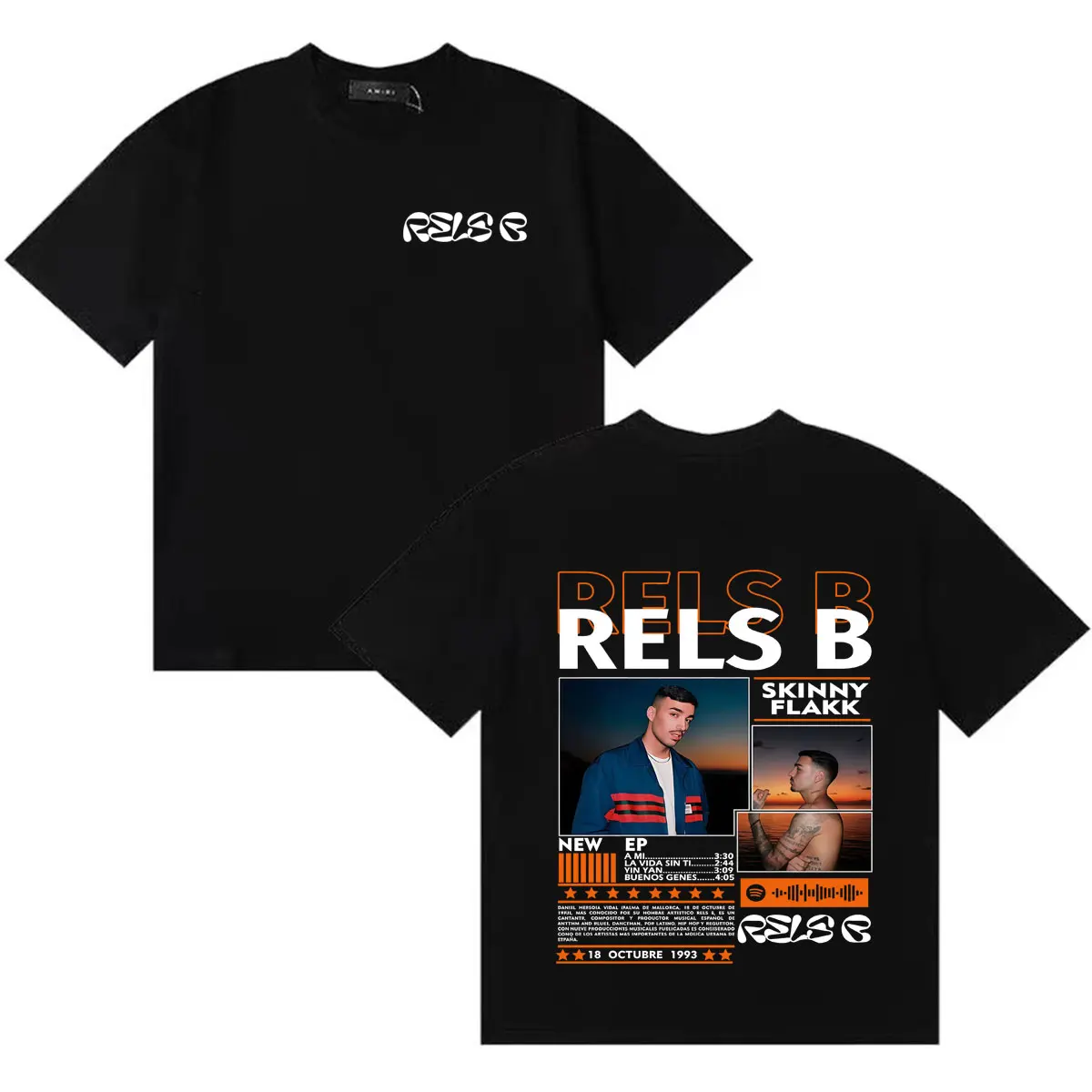 Camiseta de la gira 2026 de Rapper RELS B Skinny Flakk A New Star, para hombre y mujer, estilo hip hop, cuello redondo, cómoda, de algodón, oversize.