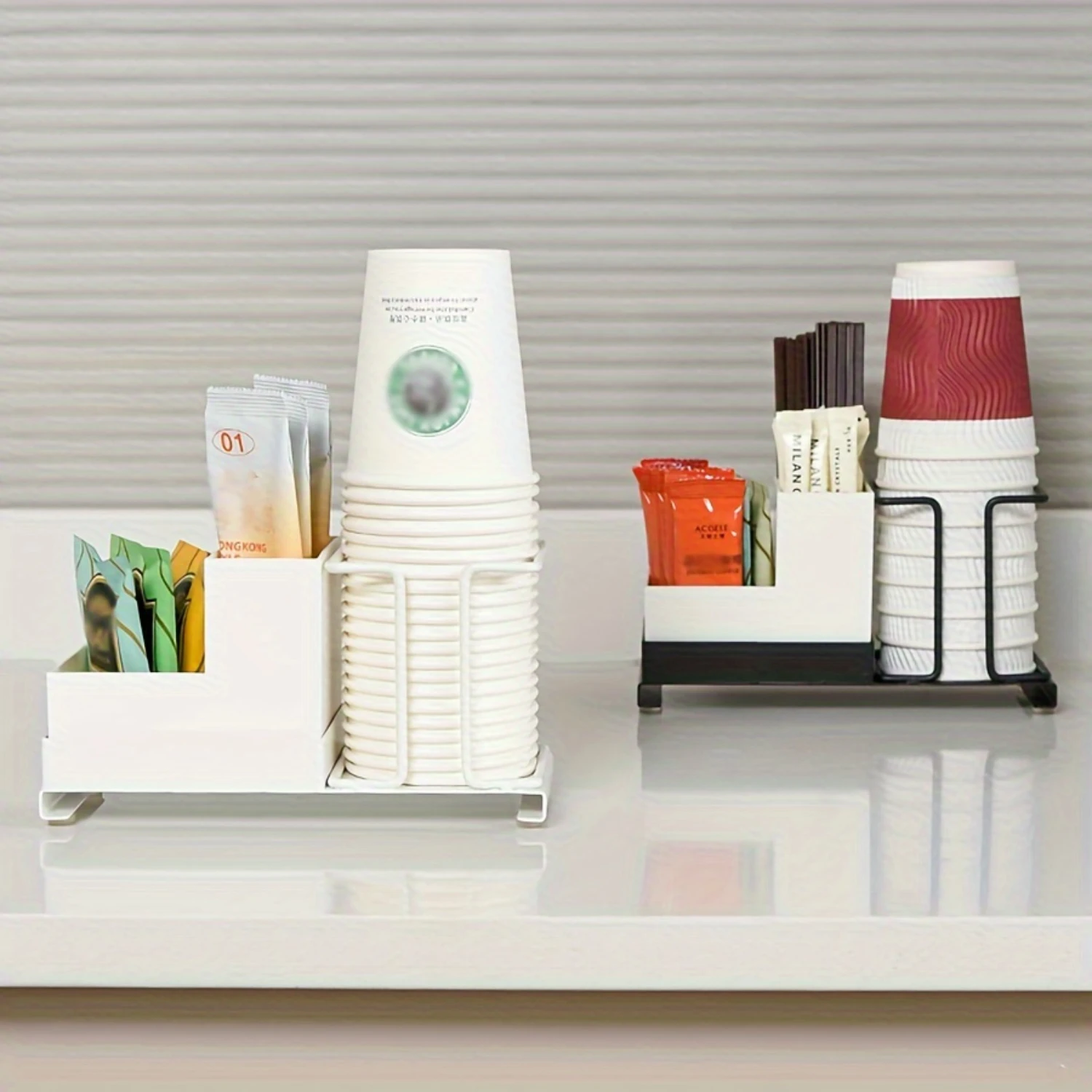 

Desktop Cup Holder & Organizer - Carbon Steel, Perfect For Coffee Pods, Tea Bags, And Disposable Cup - Ideal For , Office, Or