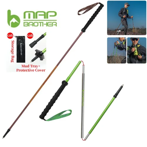 MAP BROTHER M3031 N-Pole bastones de Trekking plegables de bloqueo rápido poste de senderismo carrera correr bastón para caminar al aire libre 7075 aleación de aluminio