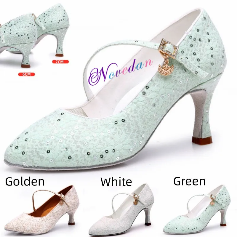 

Lace Sequin Latin Dance Shoes Closed Toe Party Shoes Ballroom Jazz Tango Dance Shoes For Women Girls Ladies Dancing Sandals