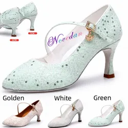 Lace Sequin Latin Dance Shoes Closed Toe Party Shoes Ballroom Jazz Tango Dance Shoes For Women Girls Ladies Dancing Sandals