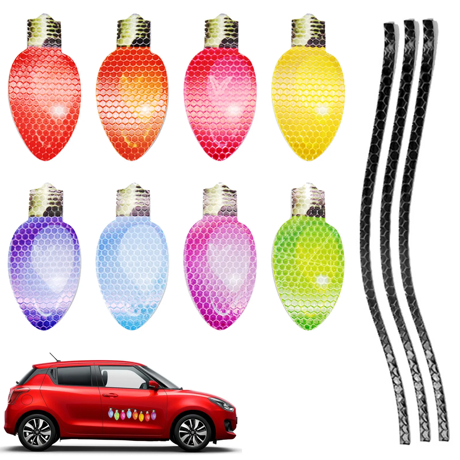 

Christmas Decoration Magnetic Car Stickers Decals Refrigerator Magnets Bulb Santa Snowman Dwarf Reflective Sticker for Car Home