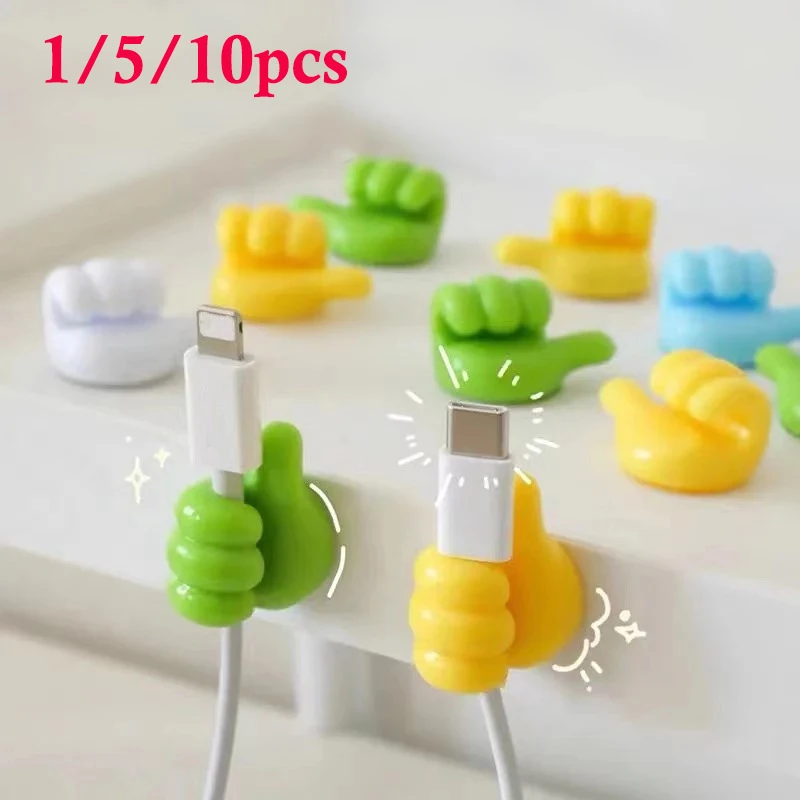 Usb Cable Organizer Clip Holder Silicone Thumb Hooks Wire Wall Hooks Hanger Storage Cable Holder For Earphone Mouse Home Office