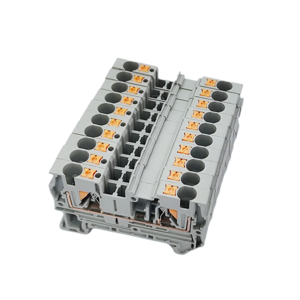 5Pcs PT4 Screwless Spring Terminal Block 4mm² Push-in Din Rail Electrical Wiring Connector